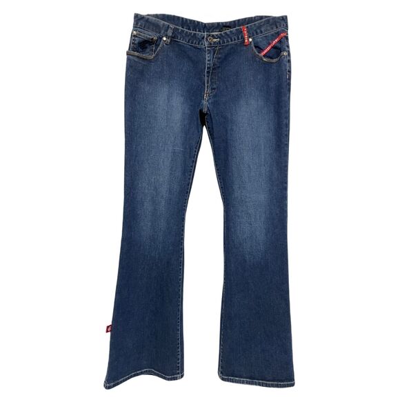 Deadstock RocaWear Y2k Low Rise Baggy Wide Leg Dark Jeans 15/16 - Picture 2 of 12